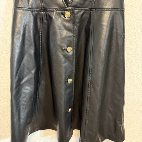 Zara Faux Leather Pinafore Mini Dress Button Front Black - Picture 6 of 9